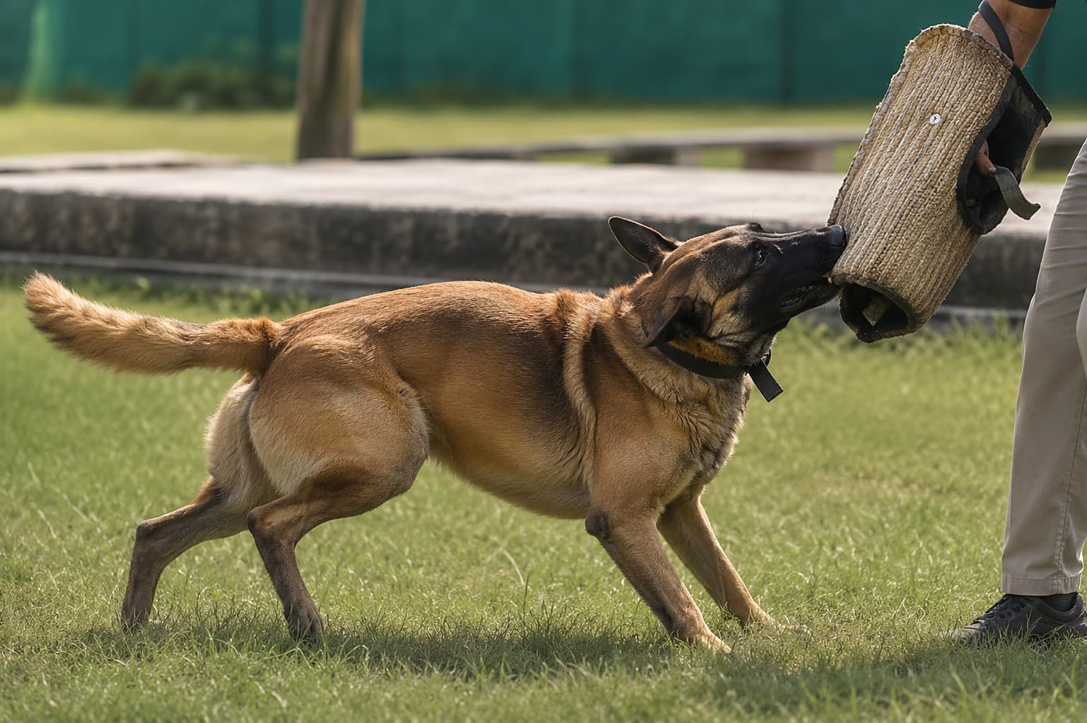 Belgian Malinois in bite-work protection training